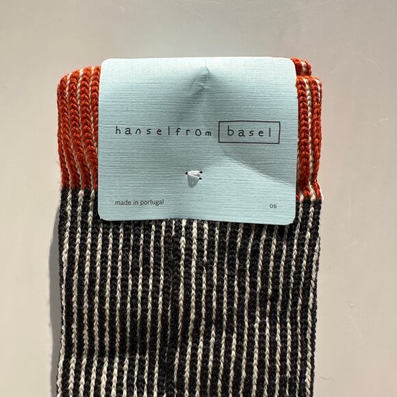 Hansel from Basel Umbrella Crew Socks Black Orange White Womens Sizes 6-9.5 NWT - Picture 9 of 14